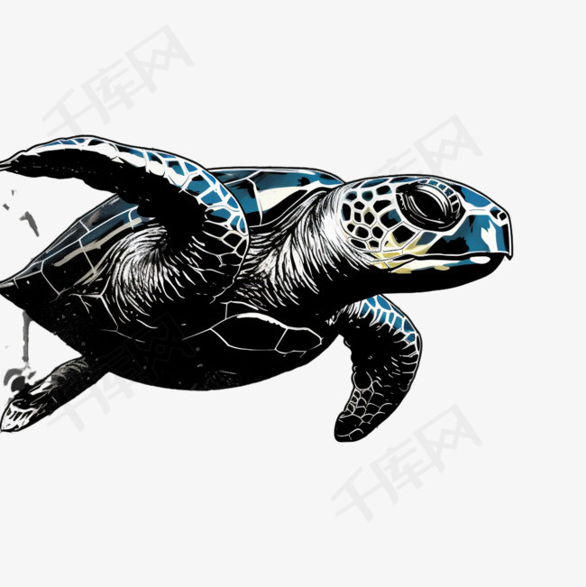 生动海龟元素立体免抠图案