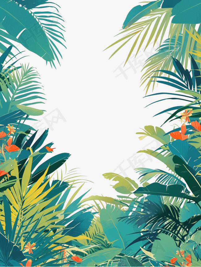 热带植物平面插画免扣元素