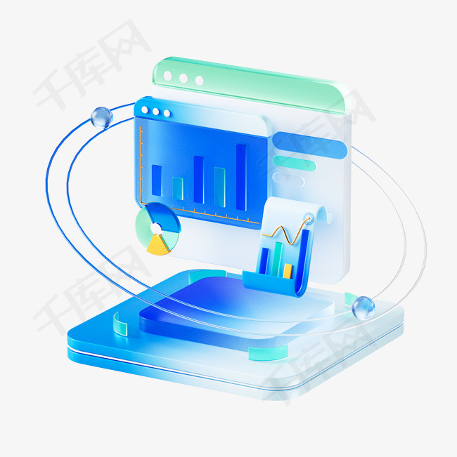 商务风3D立体金融玻璃质感图标