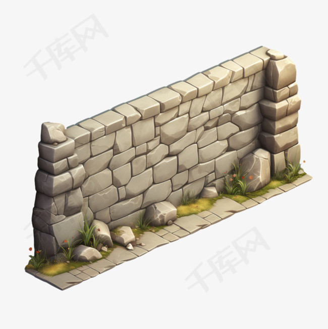石墙砖块元素立体免抠图案