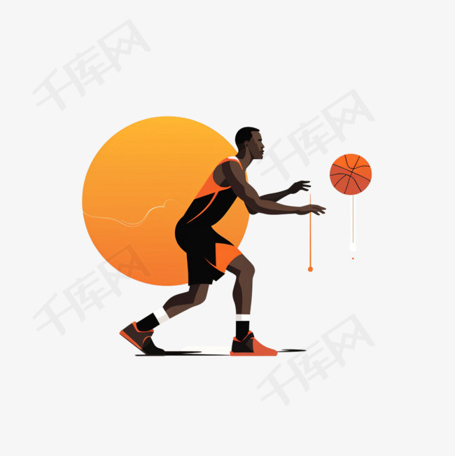 篮球运动元素立体免抠图案