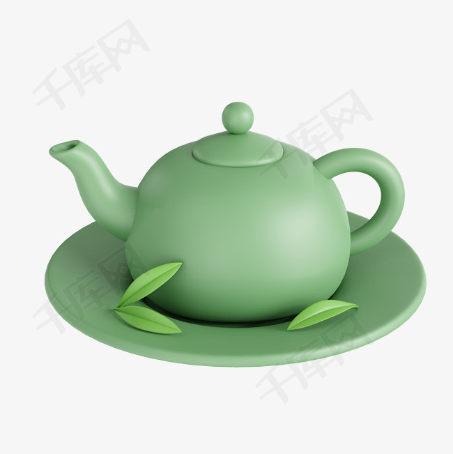 3D清茶茶壶png图片