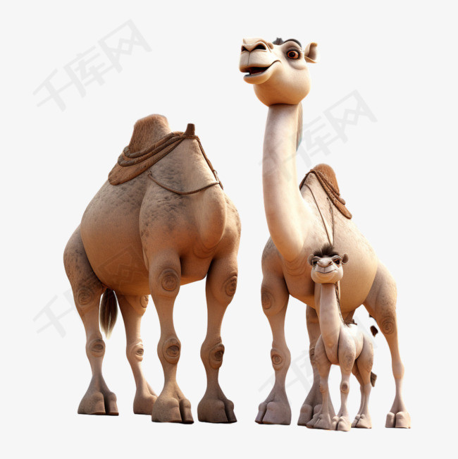 沙漠骆驼元素立体免抠图案