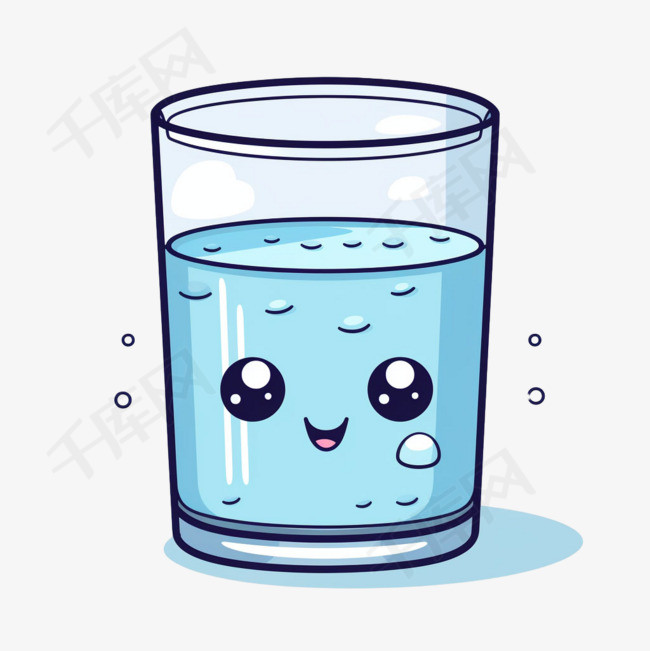 玻璃杯水元素立体免抠图案