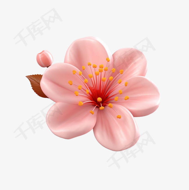 粉色花朵元素立体免抠图案