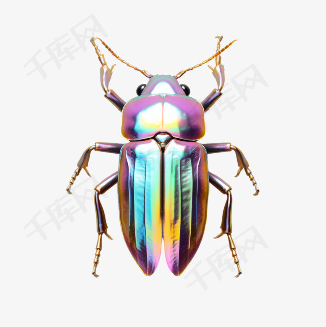 彩色甲壳虫元素立体免抠图案