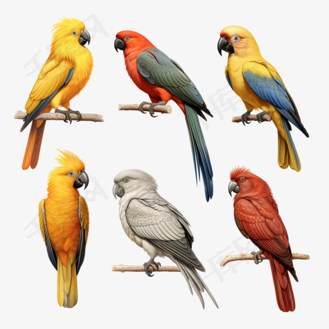 鸟类种类元素立体免抠图案