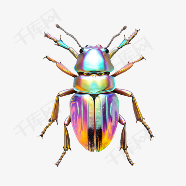 彩色甲壳虫元素立体免抠图案