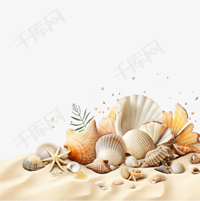 沙滩贝壳元素立体免抠图案