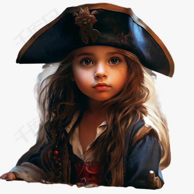 海盗女孩元素立体免抠图案