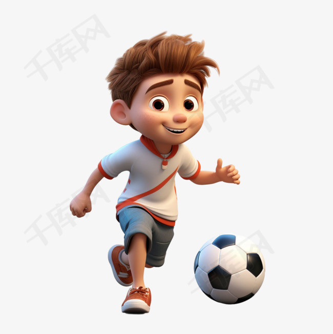 足球男孩元素立体免抠图案