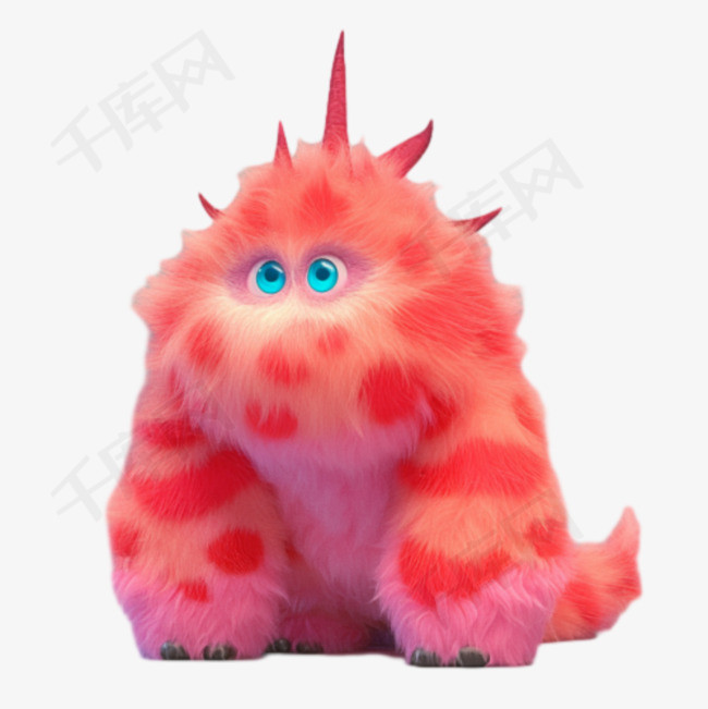 3D毛绒粉色小怪兽IP形象设计