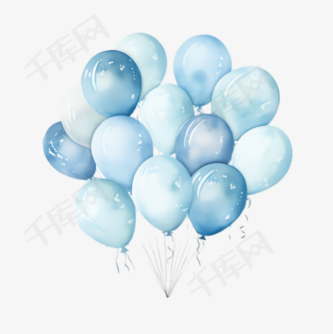 蓝色气球元素立体免抠图案