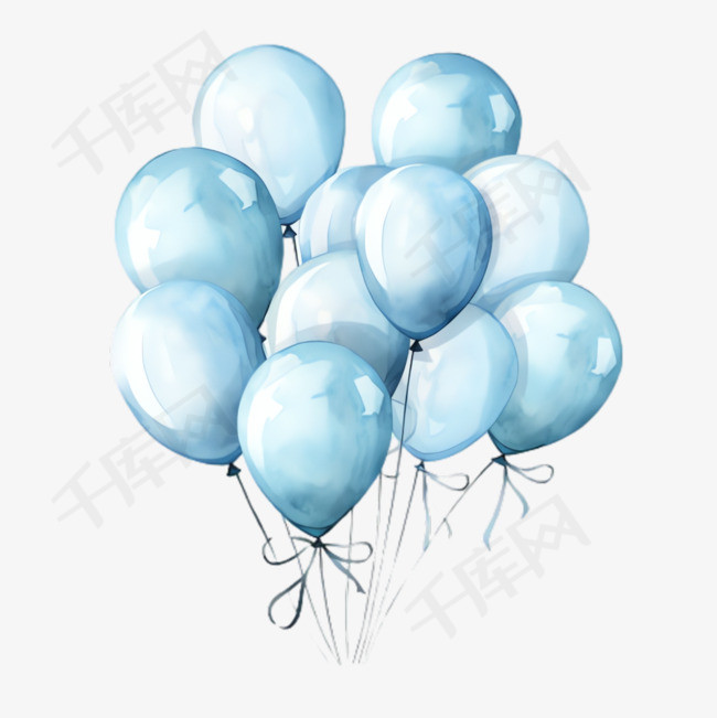 蓝色气球元素立体免抠图案