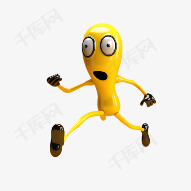 小黄人奔跑元素立体免抠图案