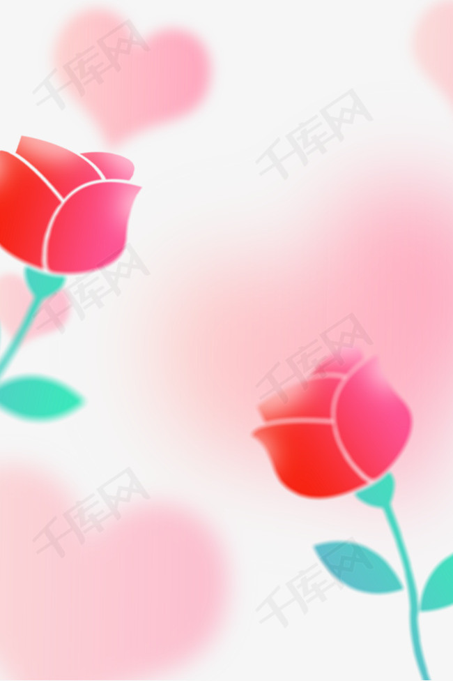 520情人节玫瑰花弥散底纹设计图