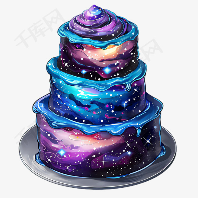 星空蛋糕元素立体免抠图案