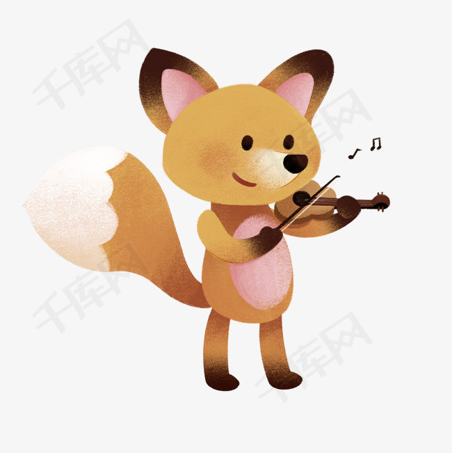 61儿童节玩乐器狐狸png图片
