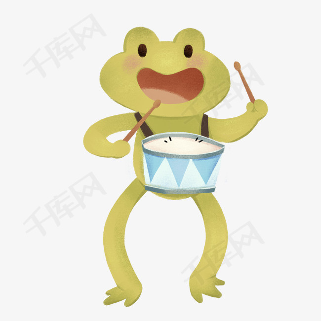 61儿童节玩乐器动物青蛙免抠素材