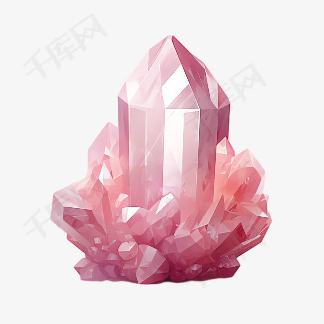 粉色水晶元素立体免抠图案
