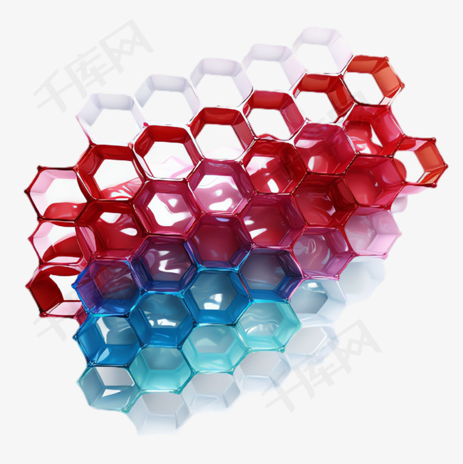 彩色六边形元素立体免抠图案