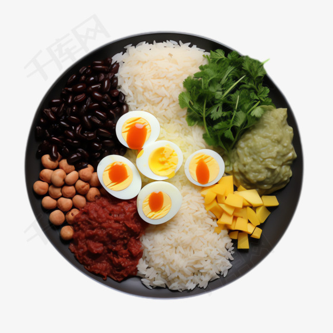 米饭蔬菜元素立体免抠图案
