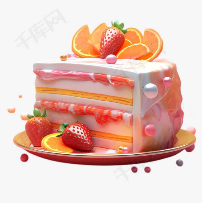 水果蛋糕元素立体免抠图案