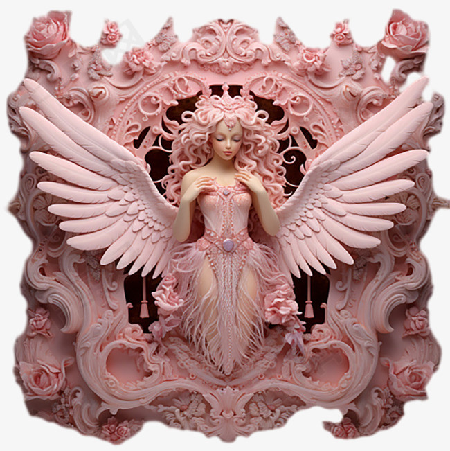 天使雕塑元素立体免抠图案