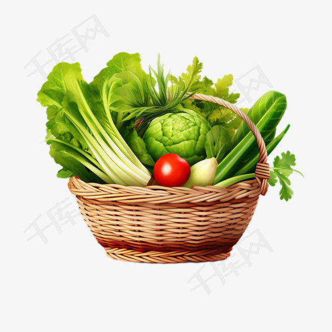 蔬菜篮子元素立体免抠图案