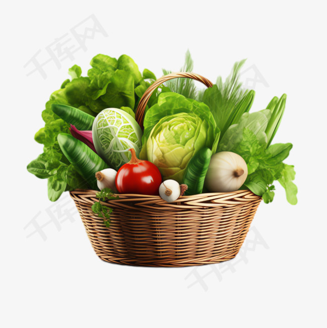 蔬菜篮子元素立体免抠图案