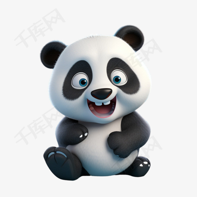 熊猫动物元素立体免抠图案