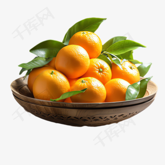 橘子瓷碗元素立体免抠图案
