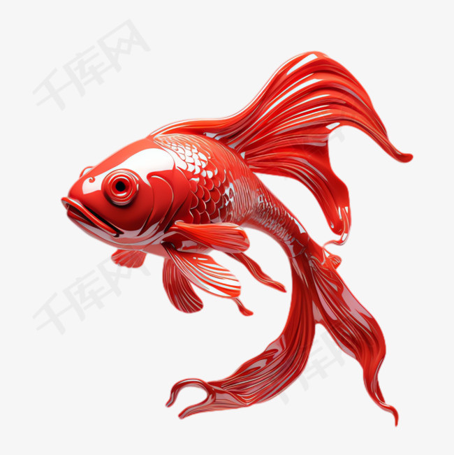 红色鲤鱼元素立体免抠图案