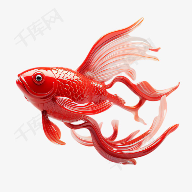 红色鲤鱼元素立体免抠图案