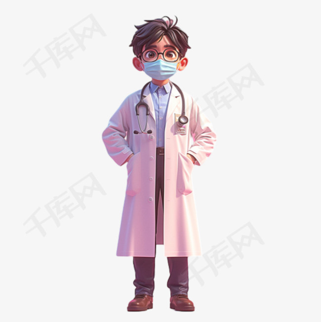 五一劳动节戴口罩的医生3D人物