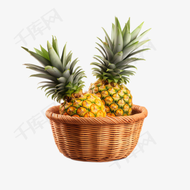 菠萝篮子元素立体免抠图案
