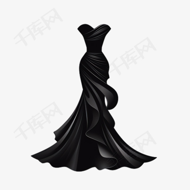 黑色长裙元素立体免抠图案