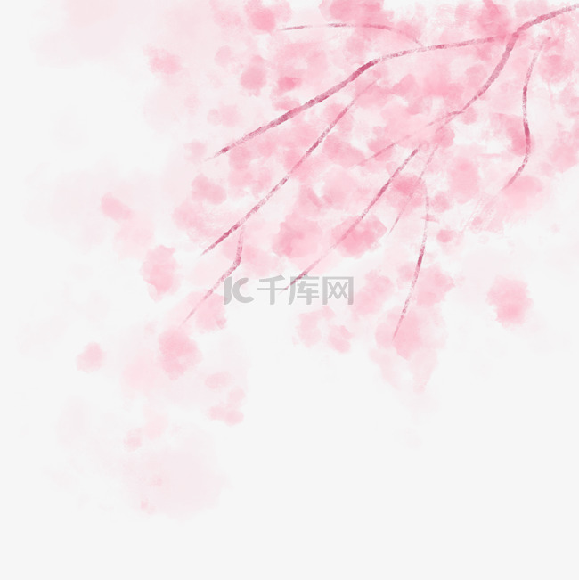春季樱花水彩晕染手绘清新唯美朦