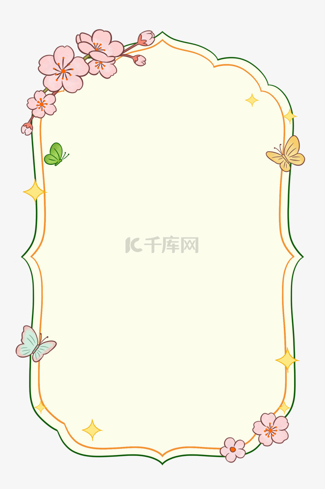 卡通春季桃花边框设计图