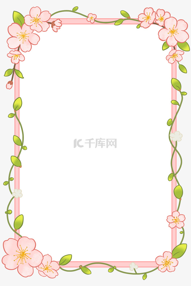 手绘春季桃花文本框图片