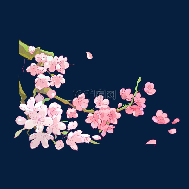 手绘卡通春天樱花
