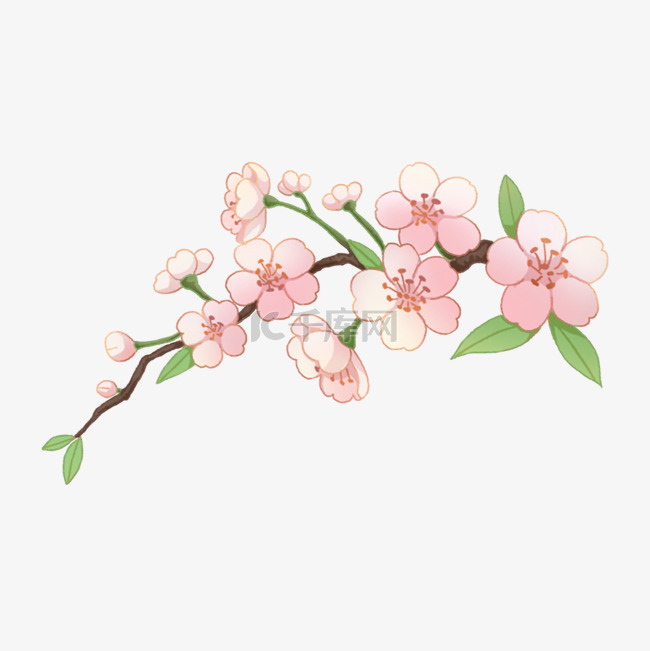 春季手绘卡通桃花免抠图片