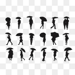 人物打雨伞剪影