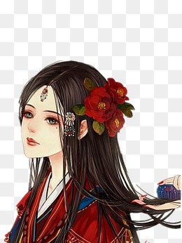 古风手绘插画古代美女免抠元素下载