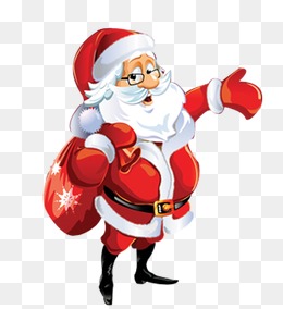 圣诞老人送礼手绘卡通人物png素材图片免费下载_高清