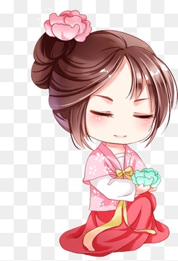 美女水彩人物免抠手绘卡通古装汉服古代人物