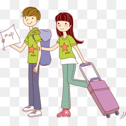 女孩行李箱_设计元素_女孩行李箱图片背景素
