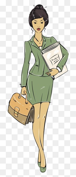 卡通可爱女孩手绘等待约会美女背
