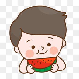 吃西瓜的小男孩