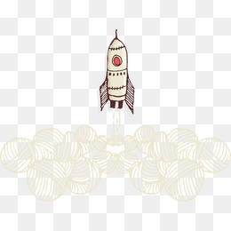 卡通手绘宇宙飞船矢量